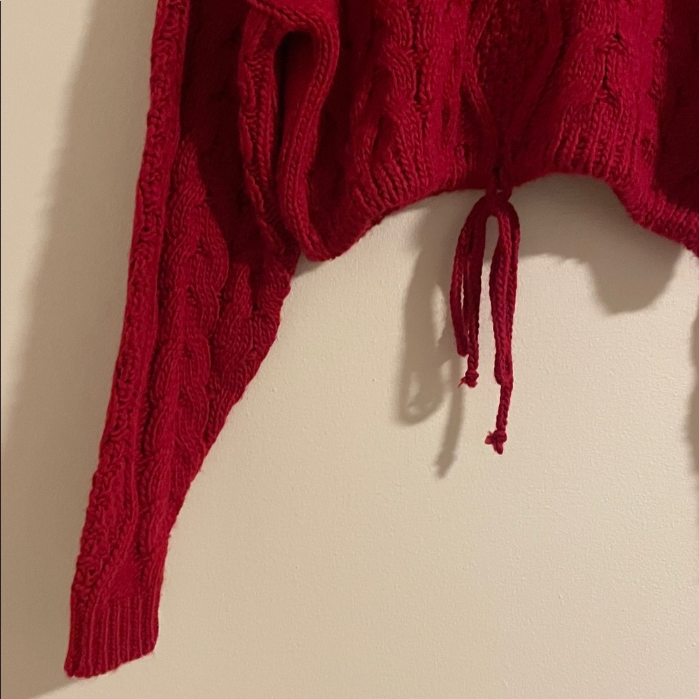 Musier Paris Adele Cable Knit Sweater Women’s Size Medium Cropped Red - Picture 6 of 11